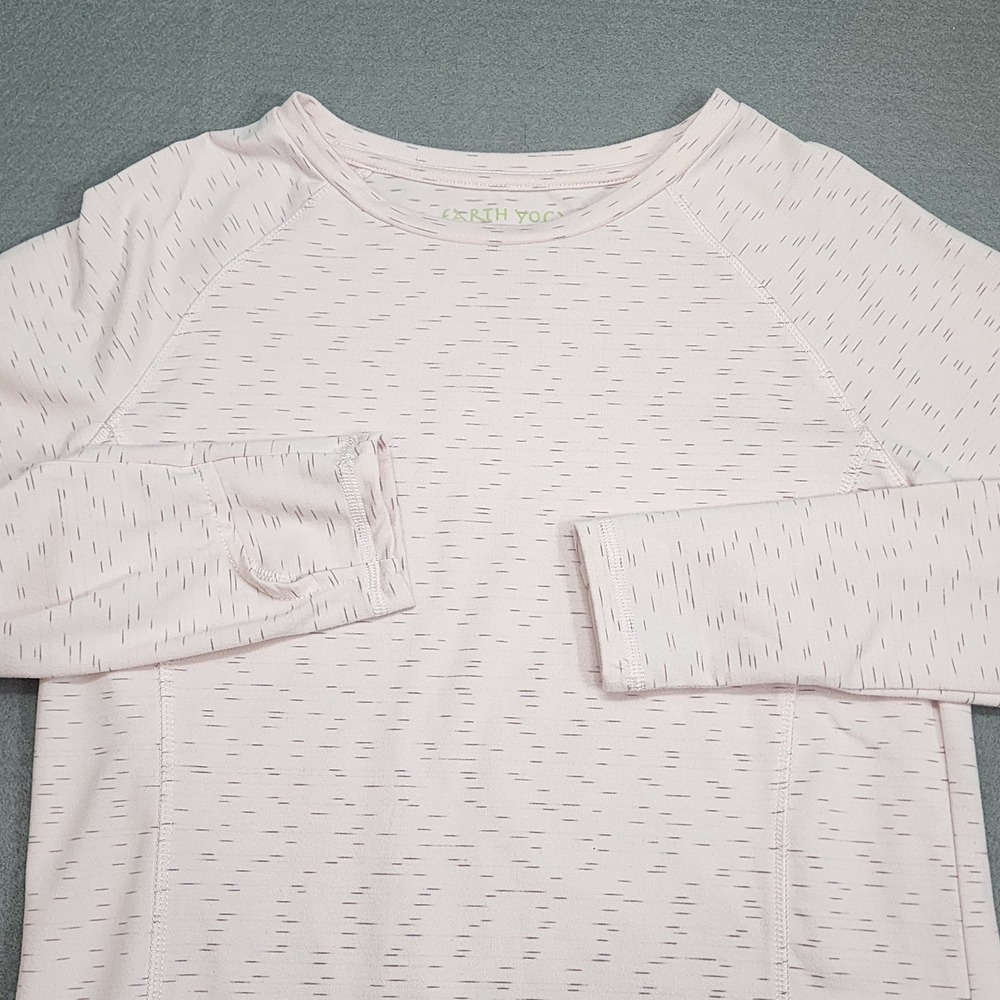 Earth Yoga Long Sleeve Athletic Top‎ Pink Space Dye Thumbhole Women Sz M